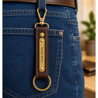 Personalized Nexon Leather Keychain with Name Engraving