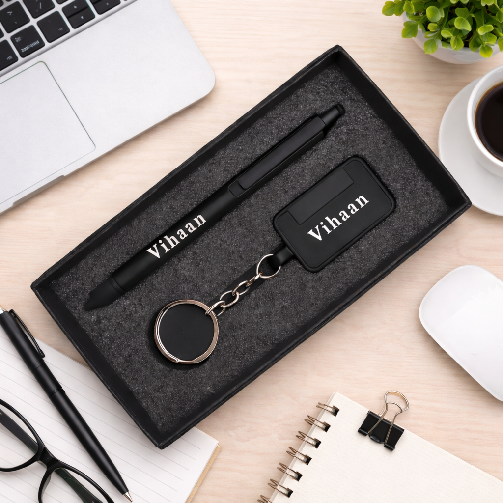 Personalized Metal Pen & Keychain Gift Set for Men