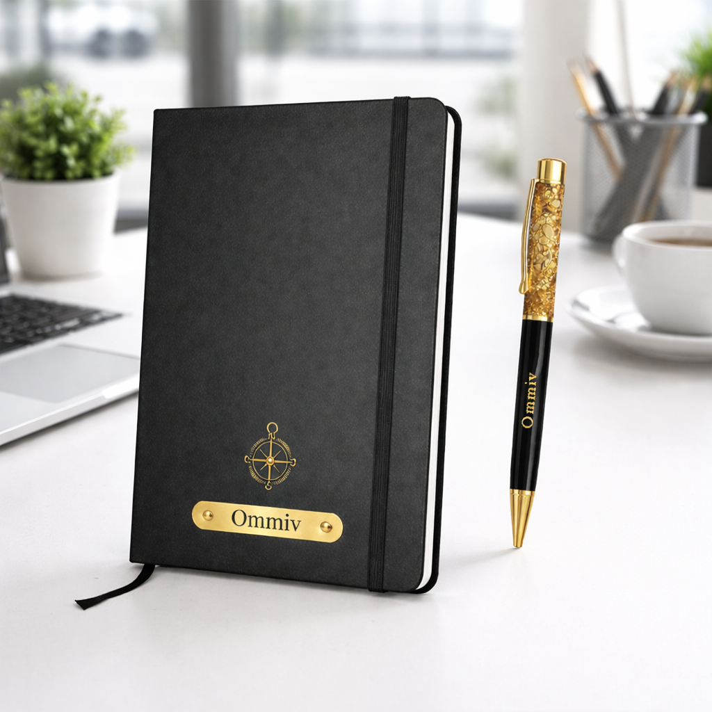 Luxury Diary with Gold Flakes Pen Set