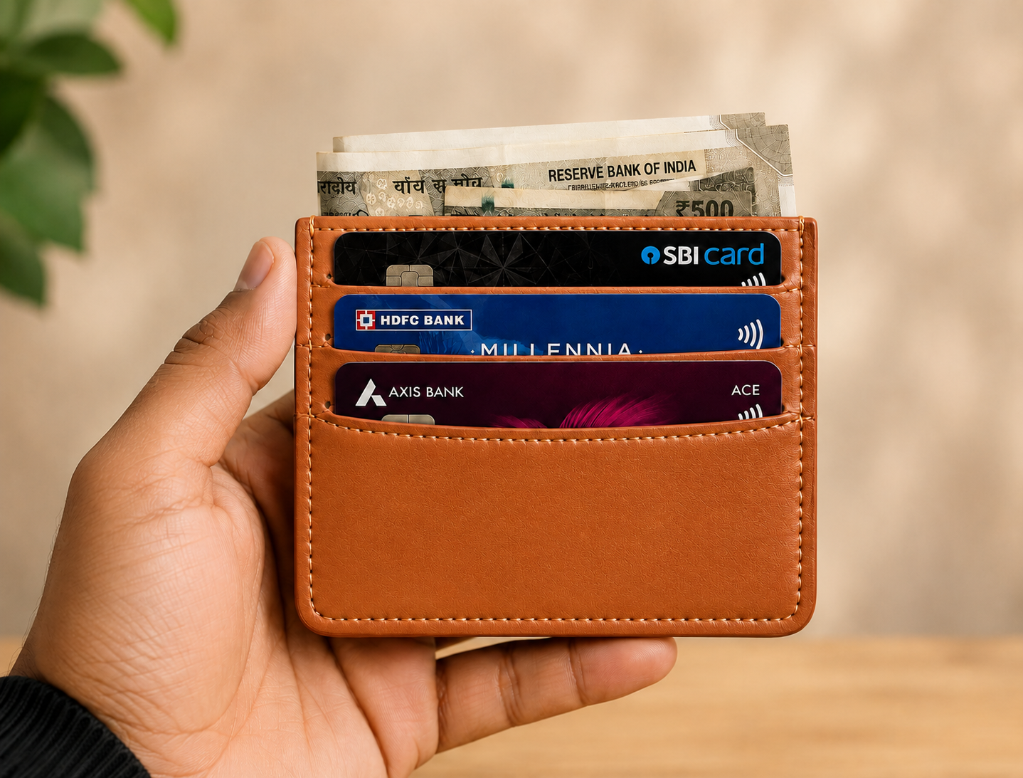 Genuine Leather Slim Card Wallet for Men & Women