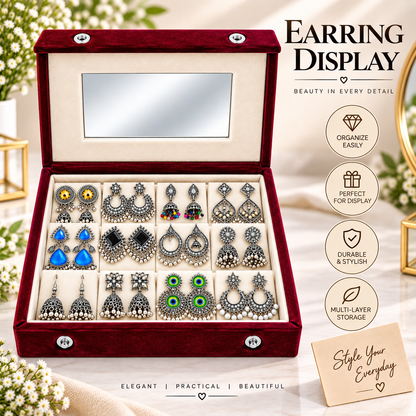 Classic Oxidized Earrings Set – 12 Pairs for Women