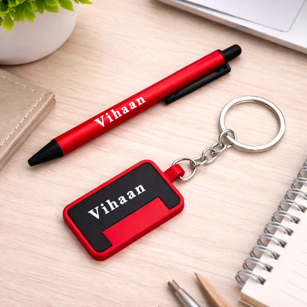 Personalized Metal Pen & Keychain Gift Set for Men