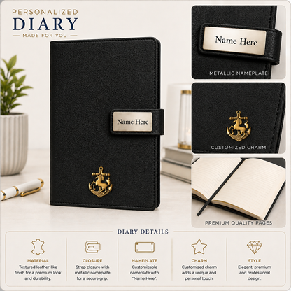 Premium Name Engraved Diary with Charm