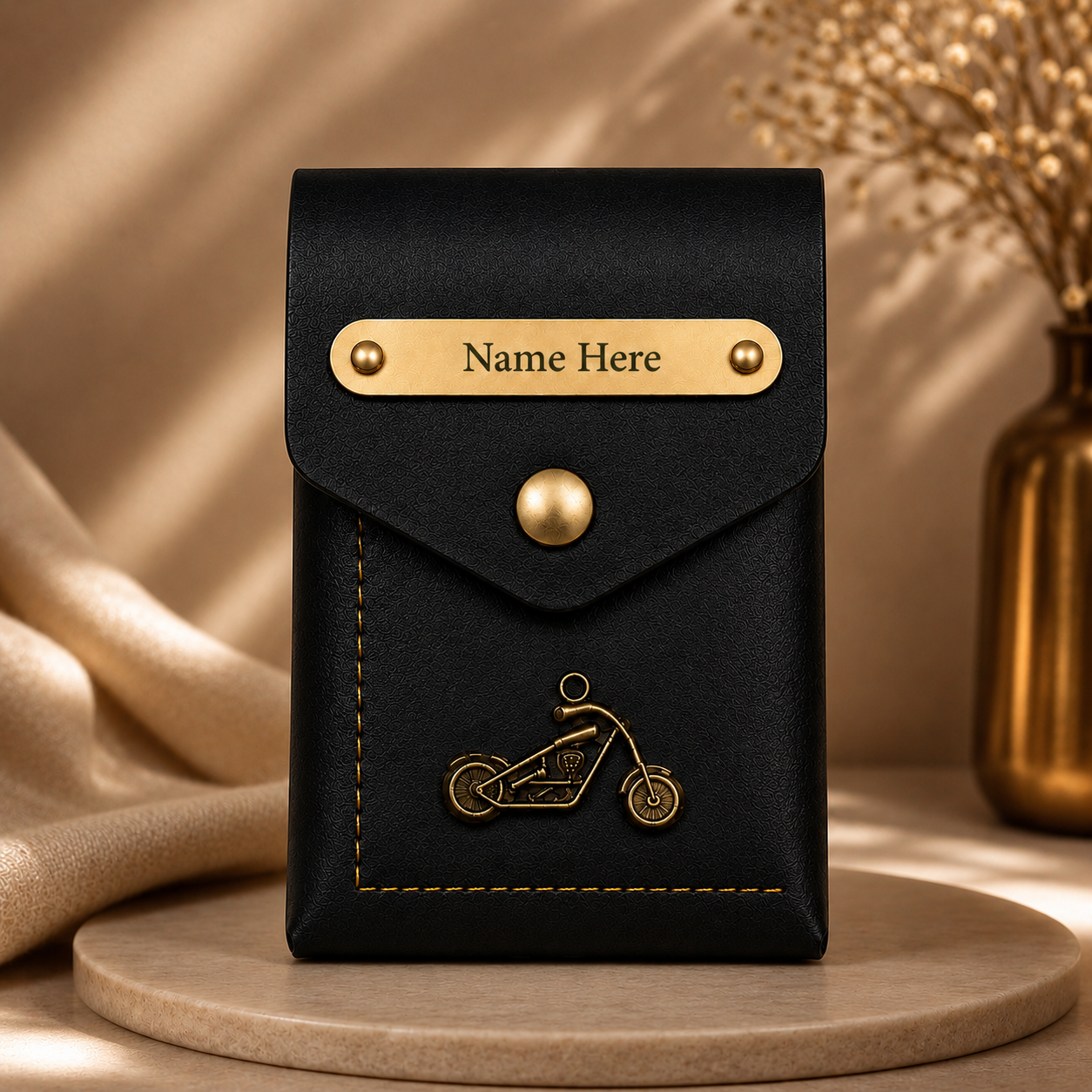 Customized Flip Leather Wallet with Name