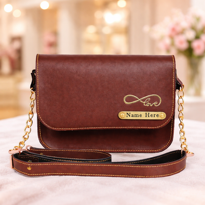 Customized Name Sling Bag for Women with Chain Strap & Charm