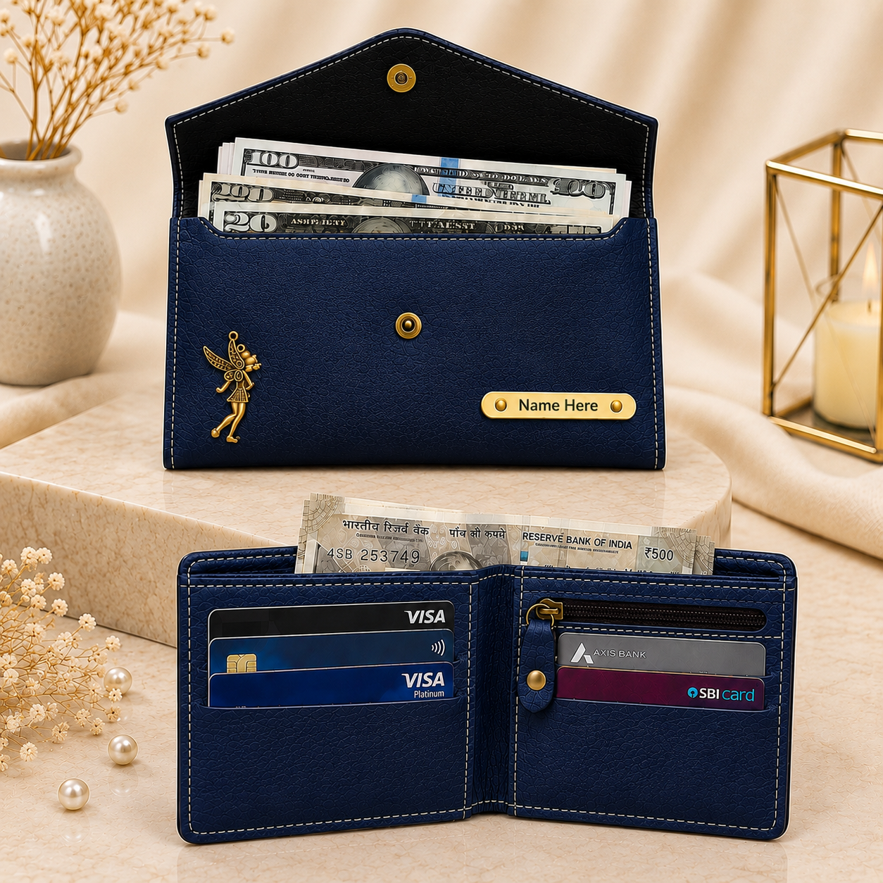 Personalized Wallet & Minimal Wallet Gift Set for Couples