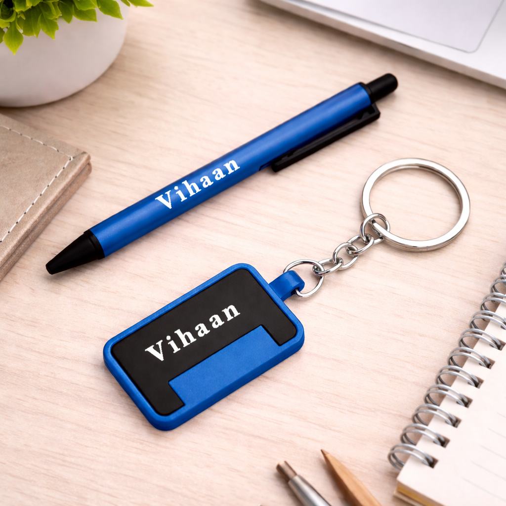 Personalized Metal Pen & Keychain Gift Set for Men
