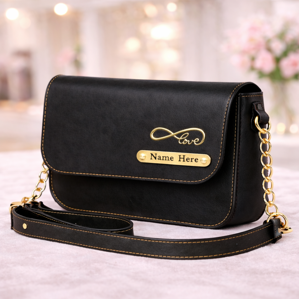 Customized Name Sling Bag for Women with Chain Strap & Charm
