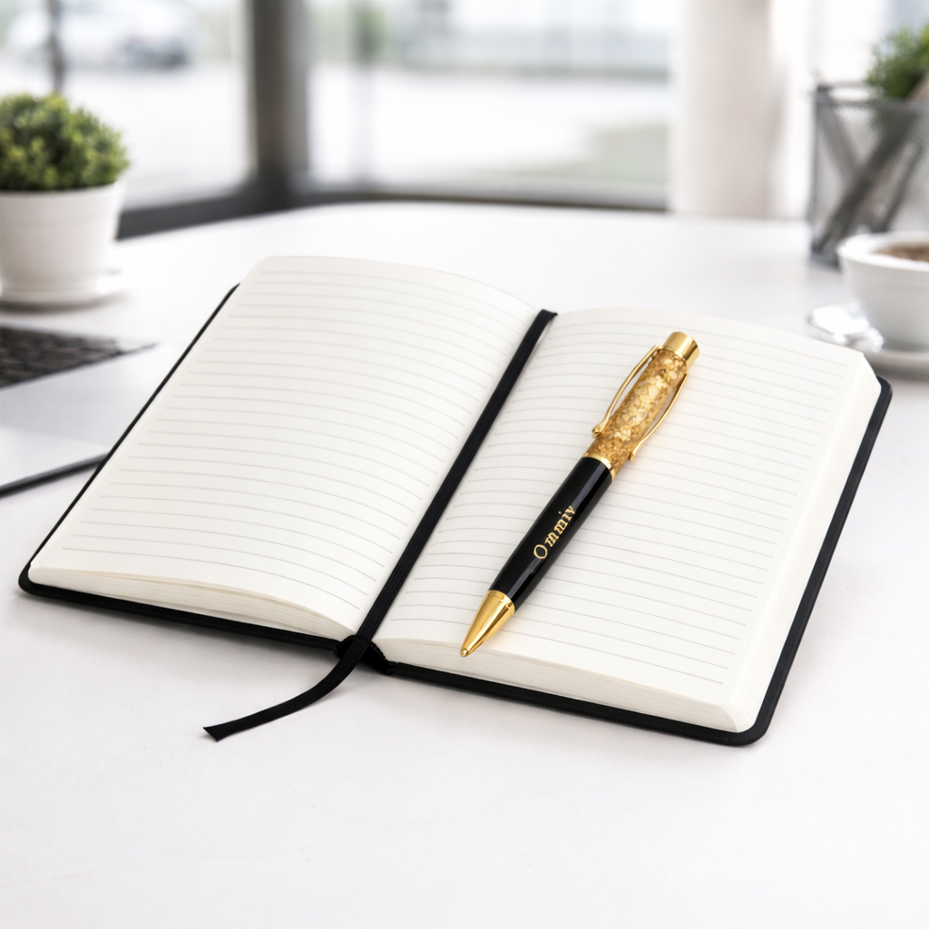 Luxury Diary with Gold Flakes Pen Set