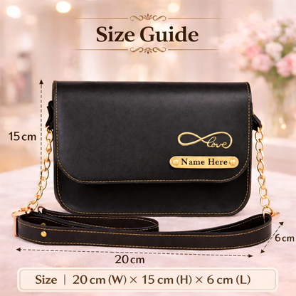 Customized Name Sling Bag for Women with Chain Strap & Charm