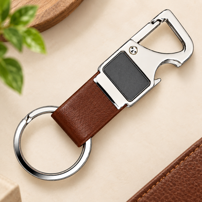 Premium Leather Metal Keychain for Men