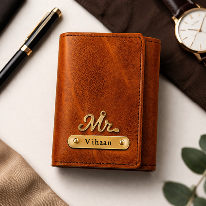 Personalized Men's Trifold Leather Wallet