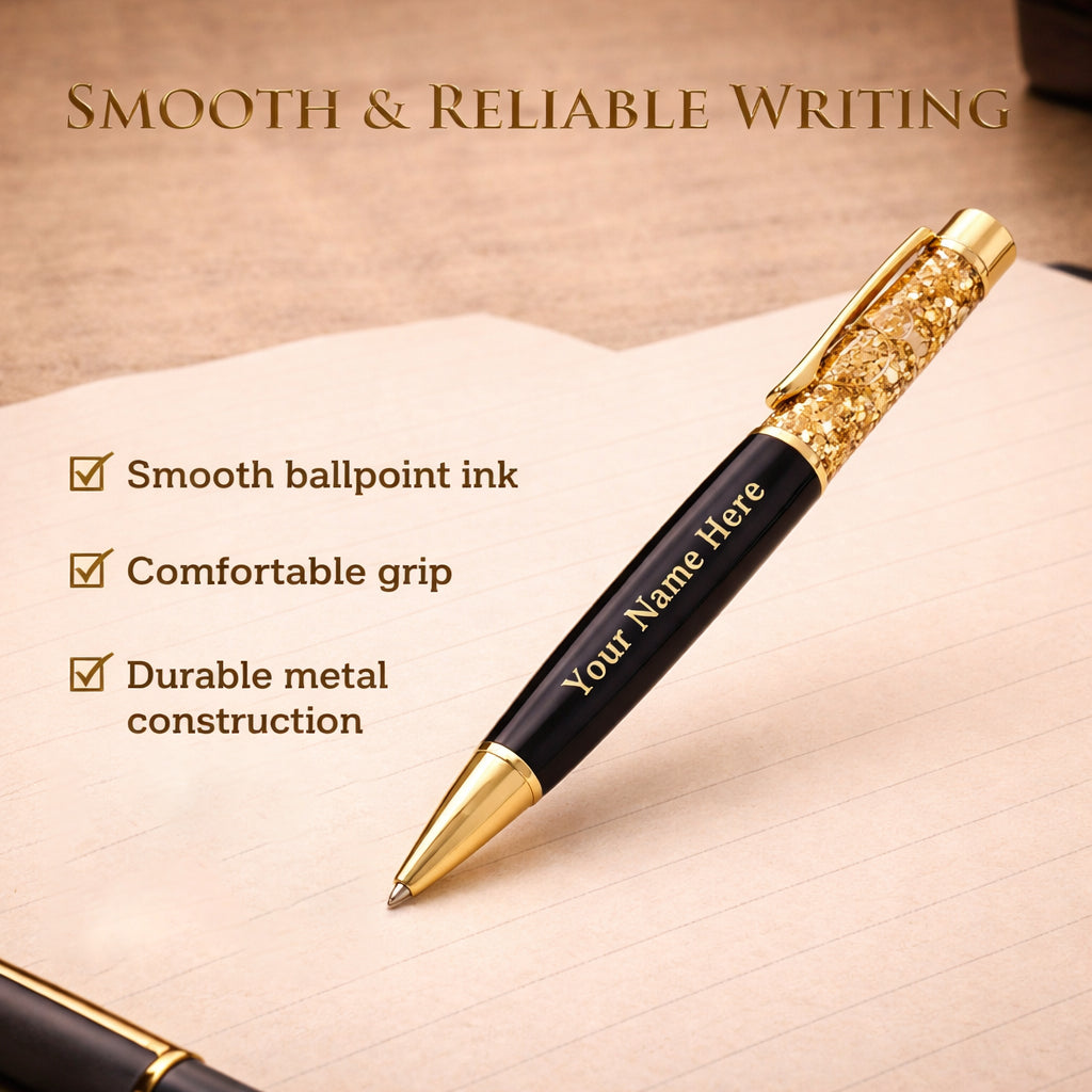 Luxury Diary with Gold Flakes Pen Set