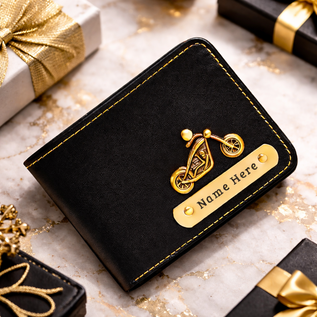 Premium Men's Wallet Personalized with Name & Charm