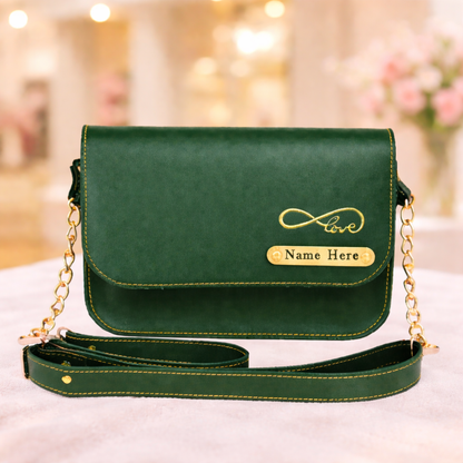 Customized Name Sling Bag for Women with Chain Strap & Charm