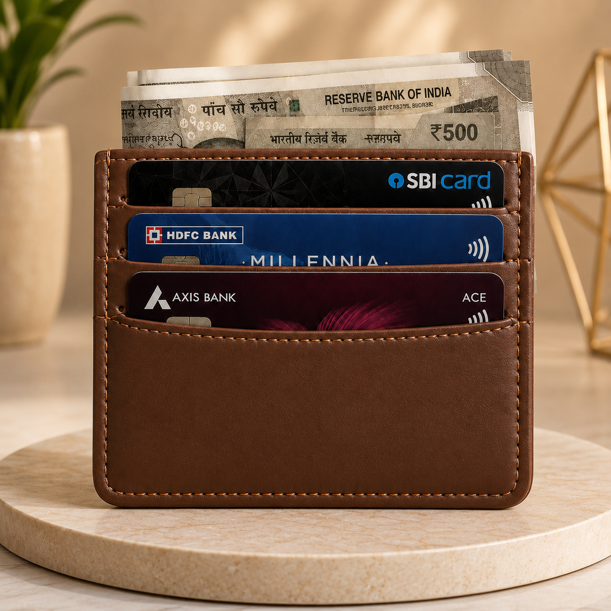 Genuine Leather Slim Card Wallet for Men & Women