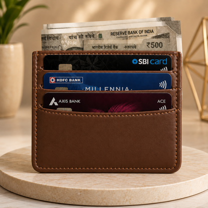 Genuine Leather Slim Card Wallet for Men & Women