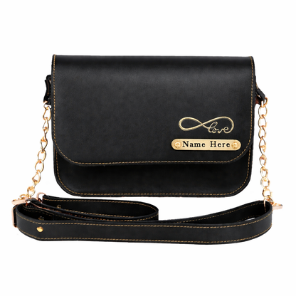 Customized Name Sling Bag for Women with Chain Strap & Charm