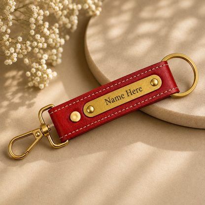 Personalized Nexon Leather Keychain with Name Engraving