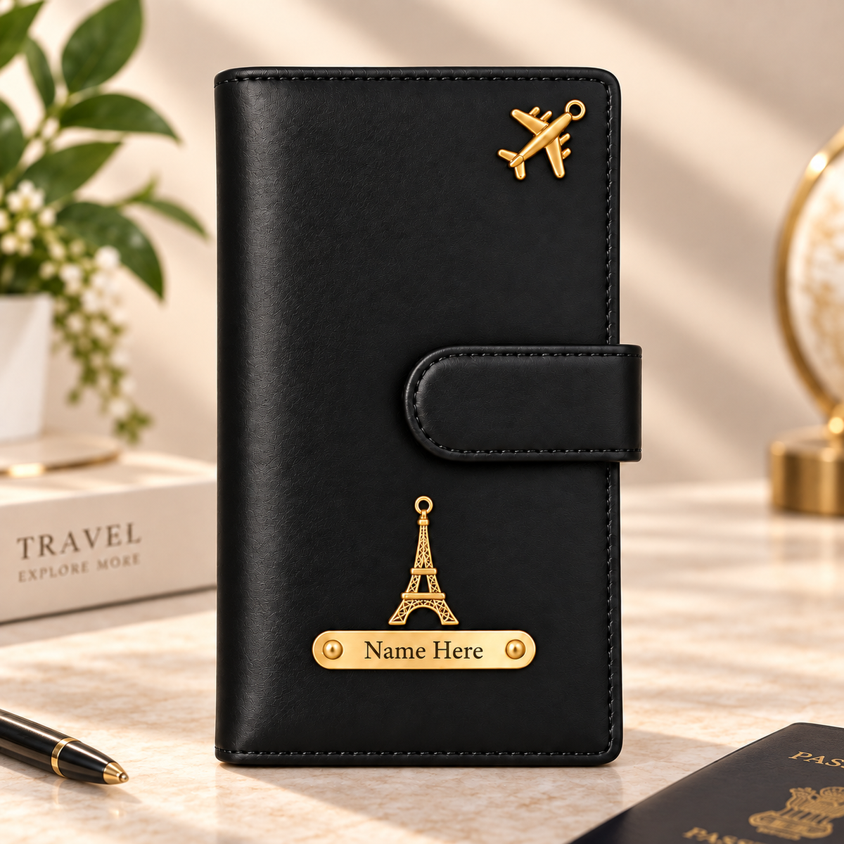 Elegant Personalized Passport Holder & Travel Document Organizer