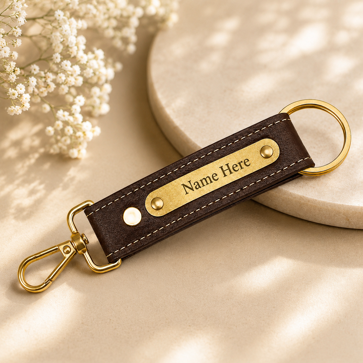 Personalized Nexon Leather Keychain with Name Engraving