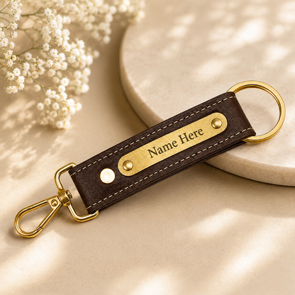 Personalized Nexon Leather Keychain with Name Engraving