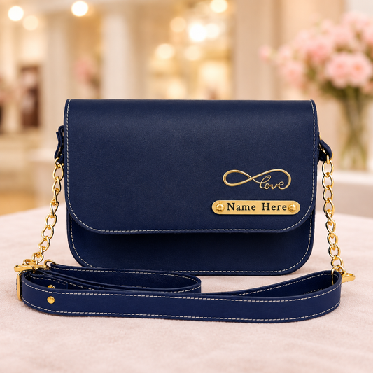 Customized Name Sling Bag for Women with Chain Strap & Charm