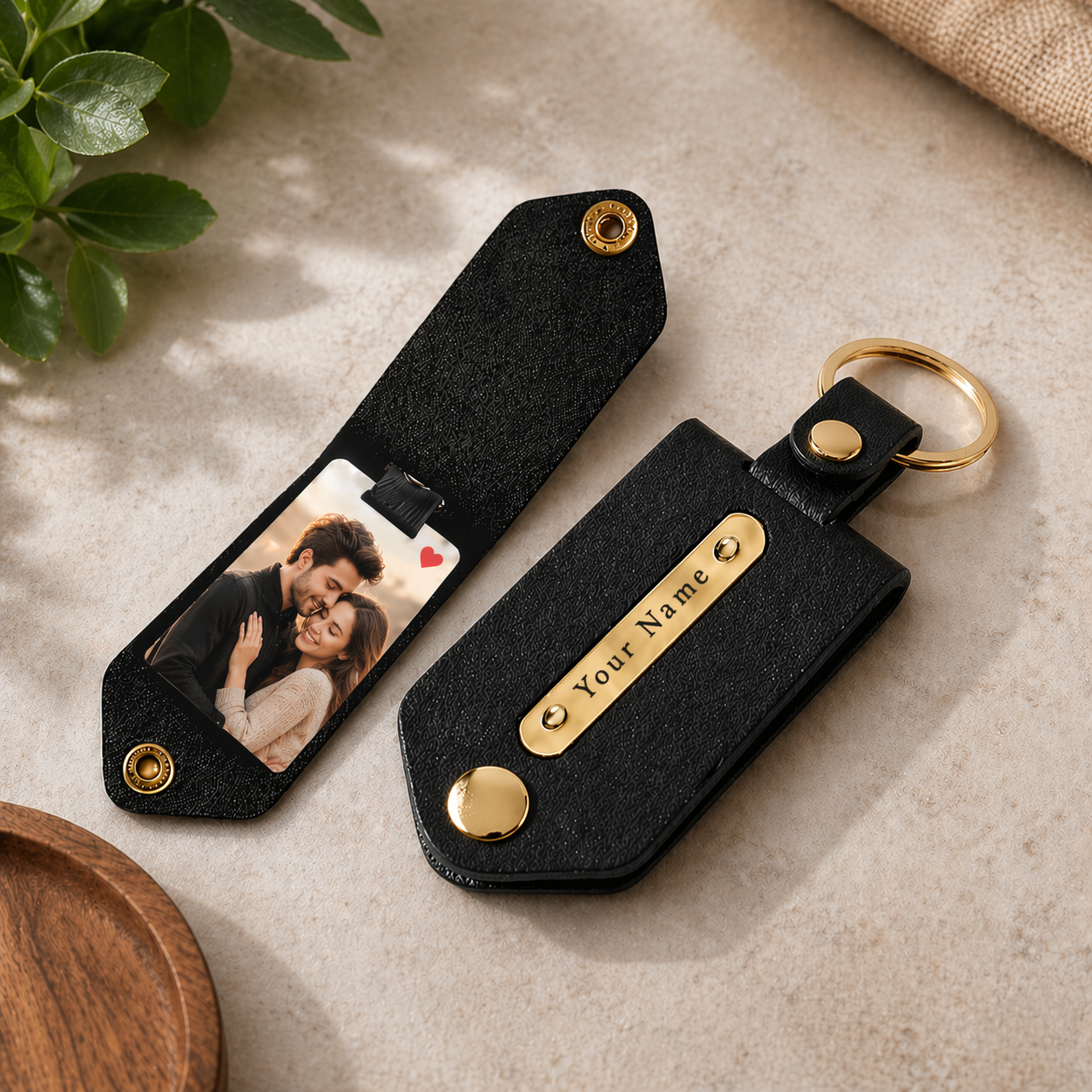 Personalized Leather Photo Keychain