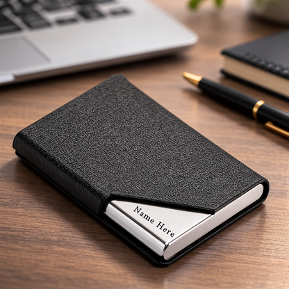 Personalized Leather Card Holder with Name