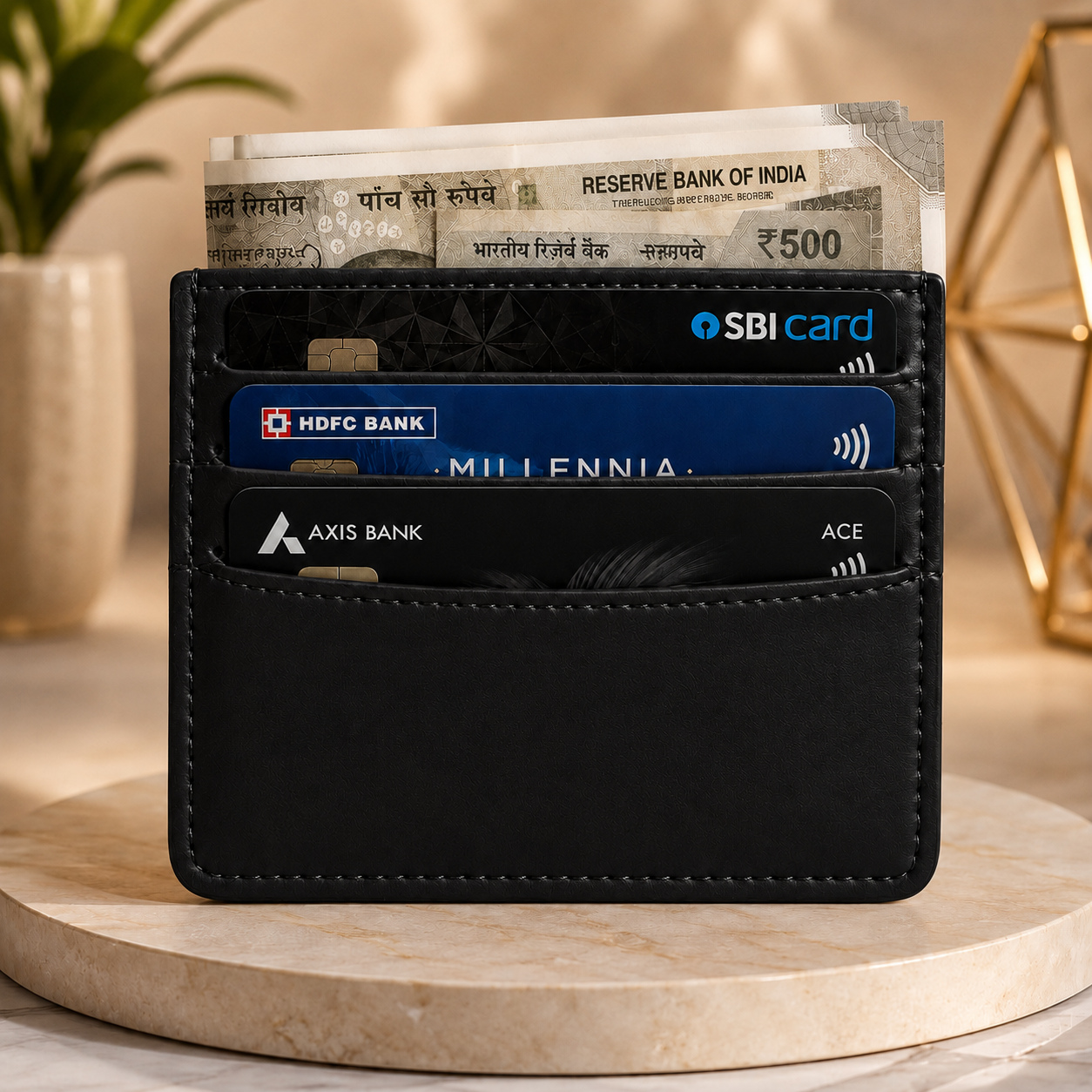 Genuine Leather Slim Card Wallet for Men & Women