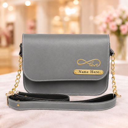 Customized Name Sling Bag for Women with Chain Strap & Charm