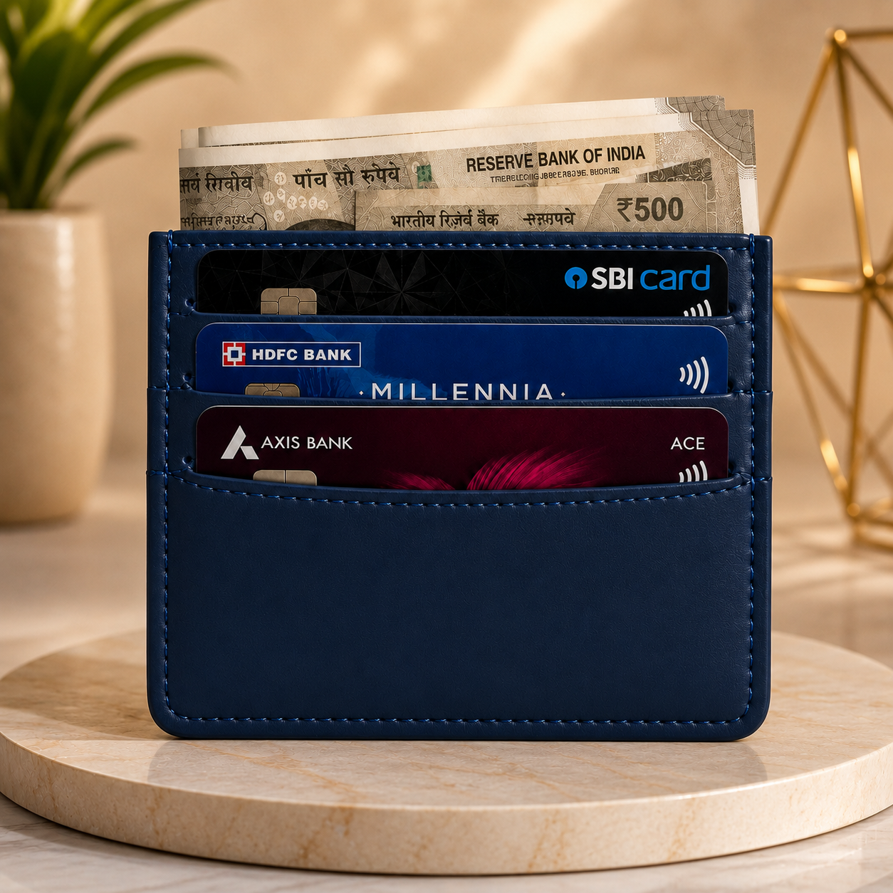 Genuine Leather Slim Card Wallet for Men & Women