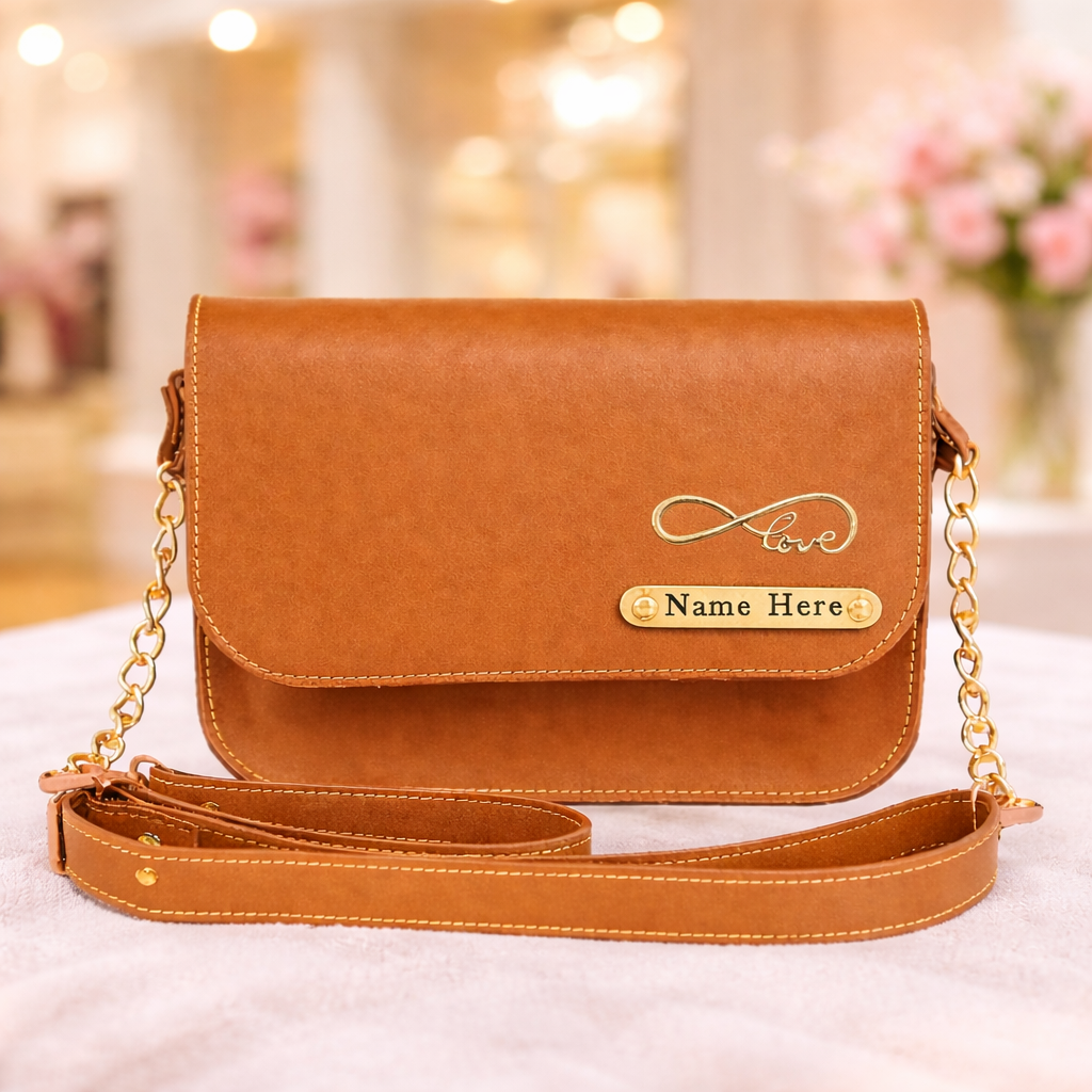 Customized Name Sling Bag for Women with Chain Strap & Charm