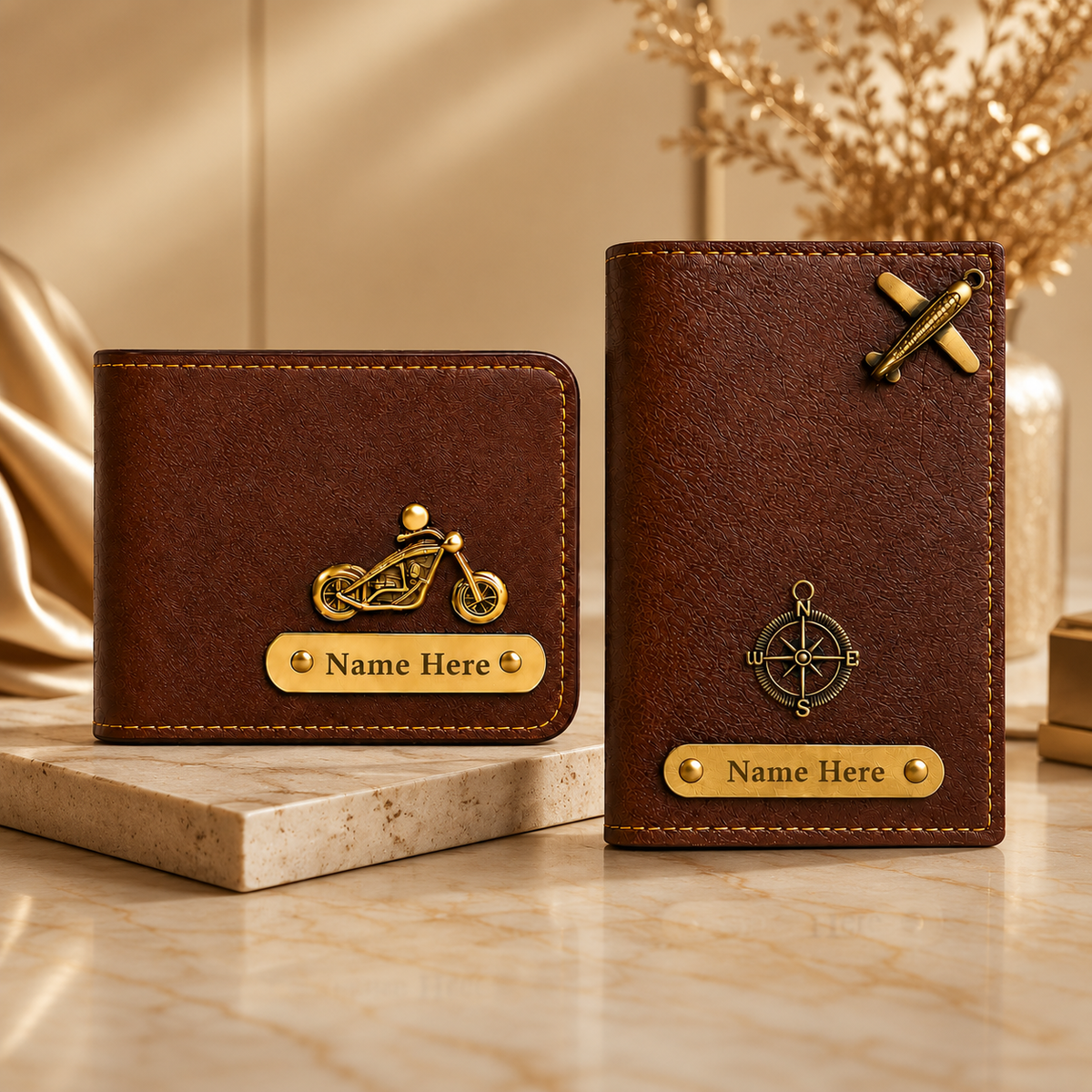 Premium Personalized Wallet & Passport Cover Set for Men