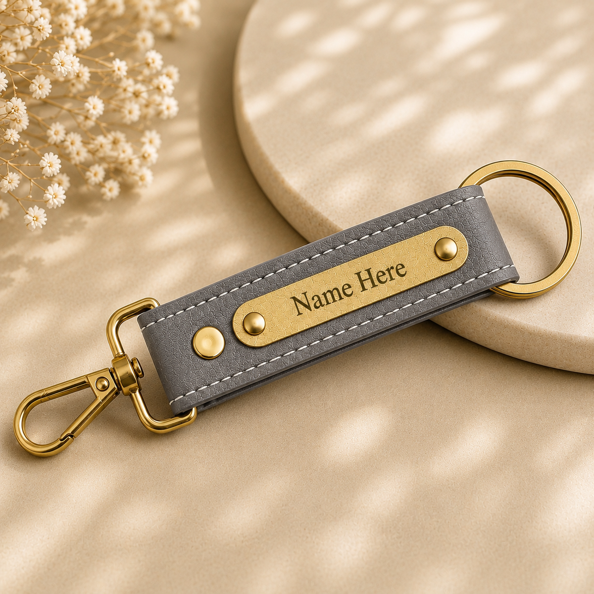 Personalized Nexon Leather Keychain with Name Engraving