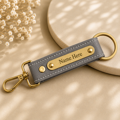 Personalized Nexon Leather Keychain with Name Engraving