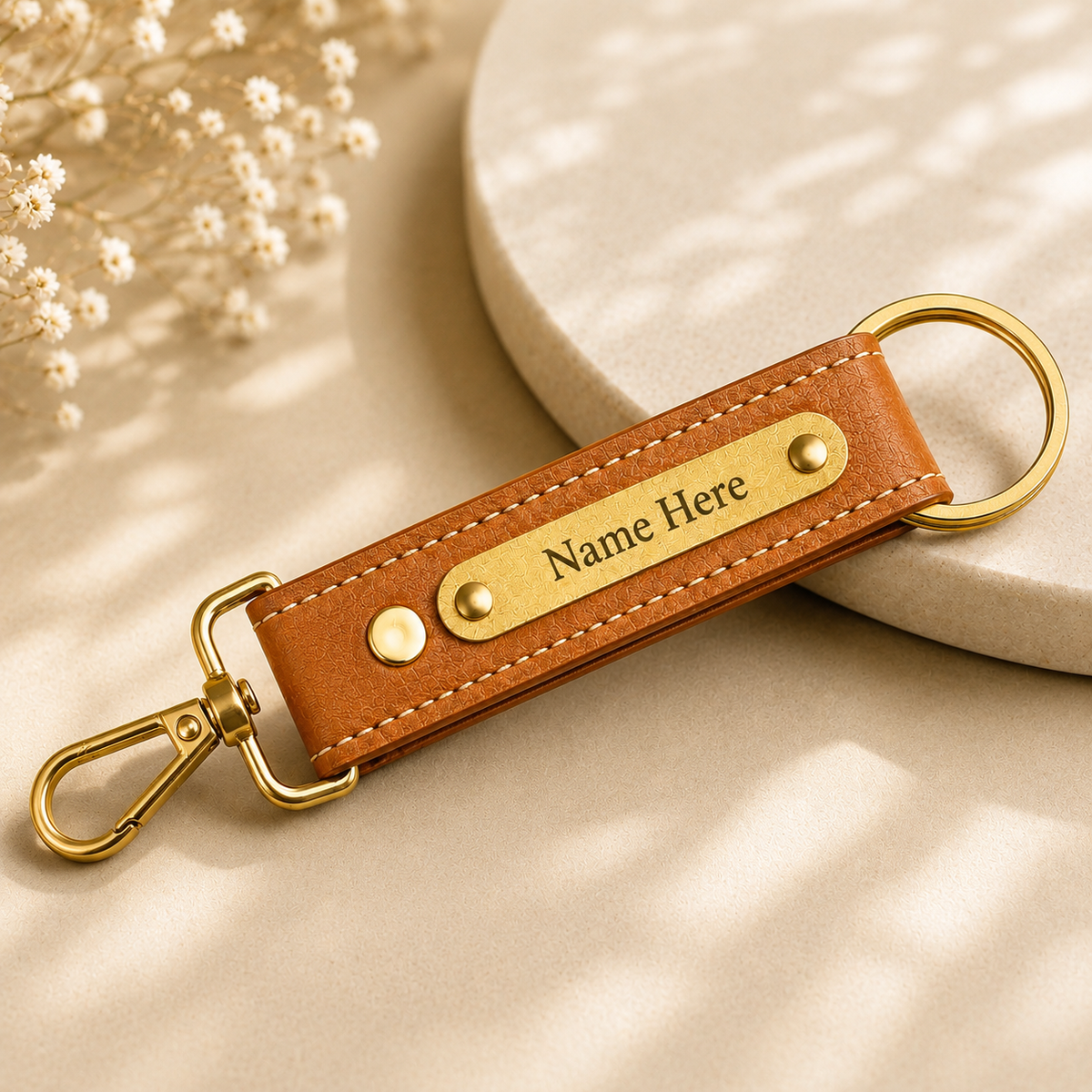 Personalized Nexon Leather Keychain with Name Engraving