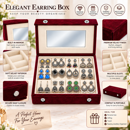 Classic Oxidized Earrings Set – 12 Pairs for Women
