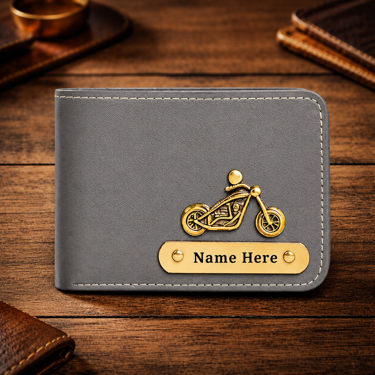 Premium Men's Wallet Personalized with Name & Charm