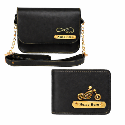 Personalized Name Sling Bag & Wallet Combo for Couples