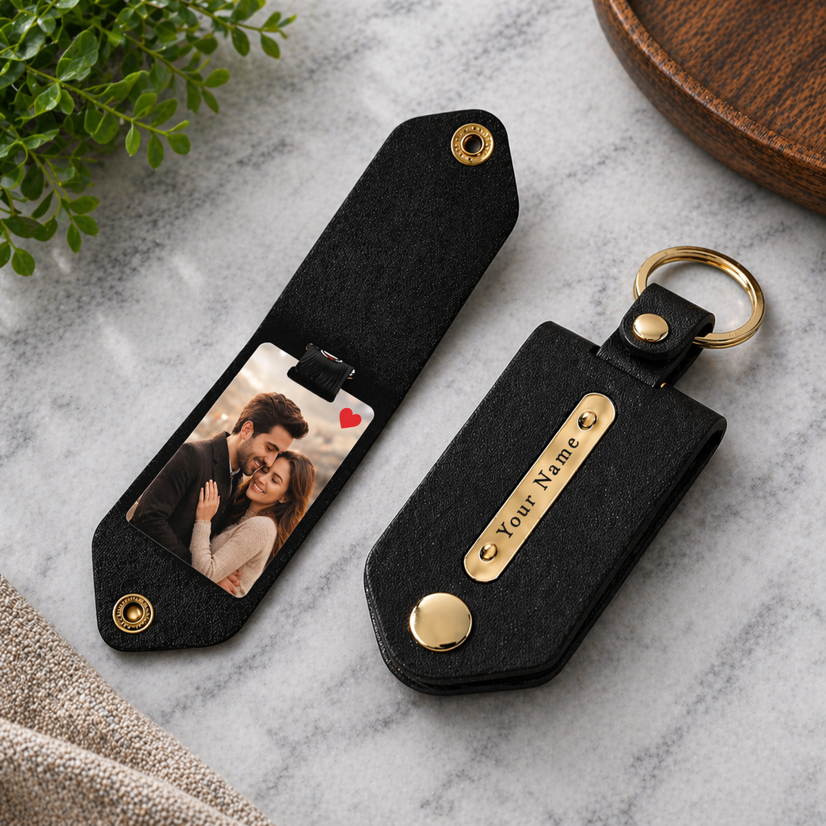 Personalized Leather Photo Keychain