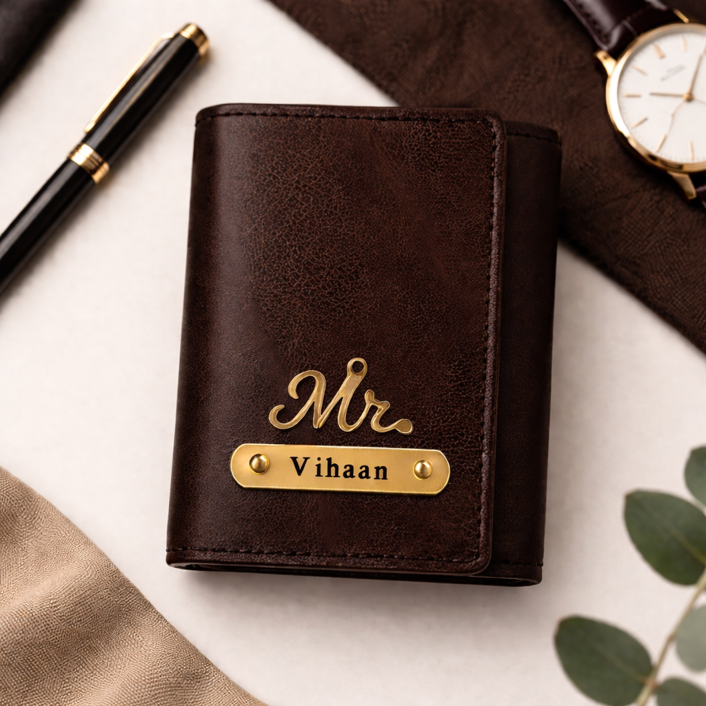 Personalized Men's Trifold Leather Wallet