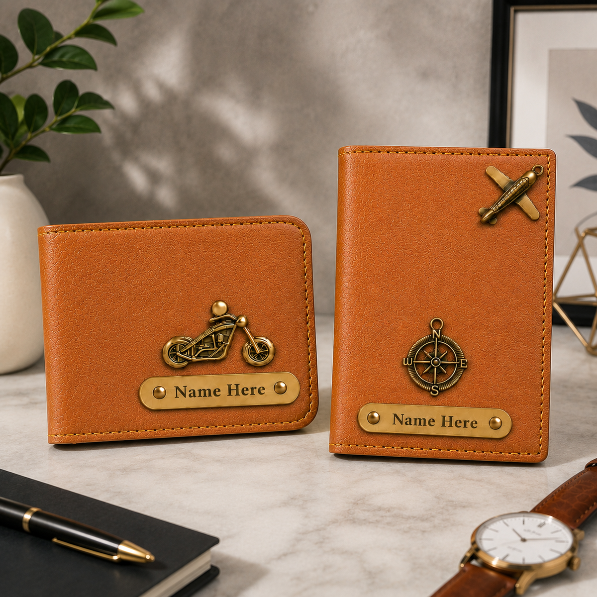 Premium Personalized Wallet & Passport Cover Set for Men