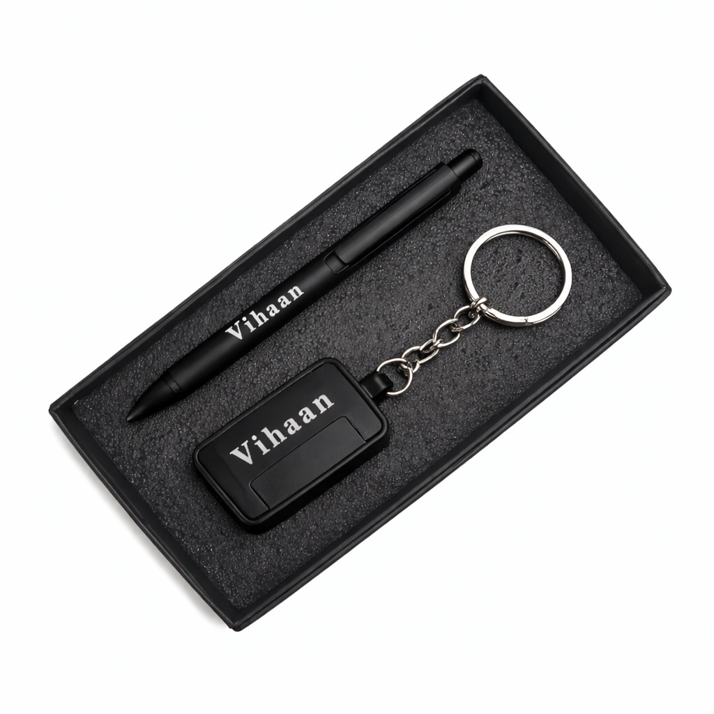 Personalized Metal Pen & Keychain Gift Set for Men