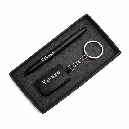 Personalized Metal Pen & Keychain Gift Set for Men