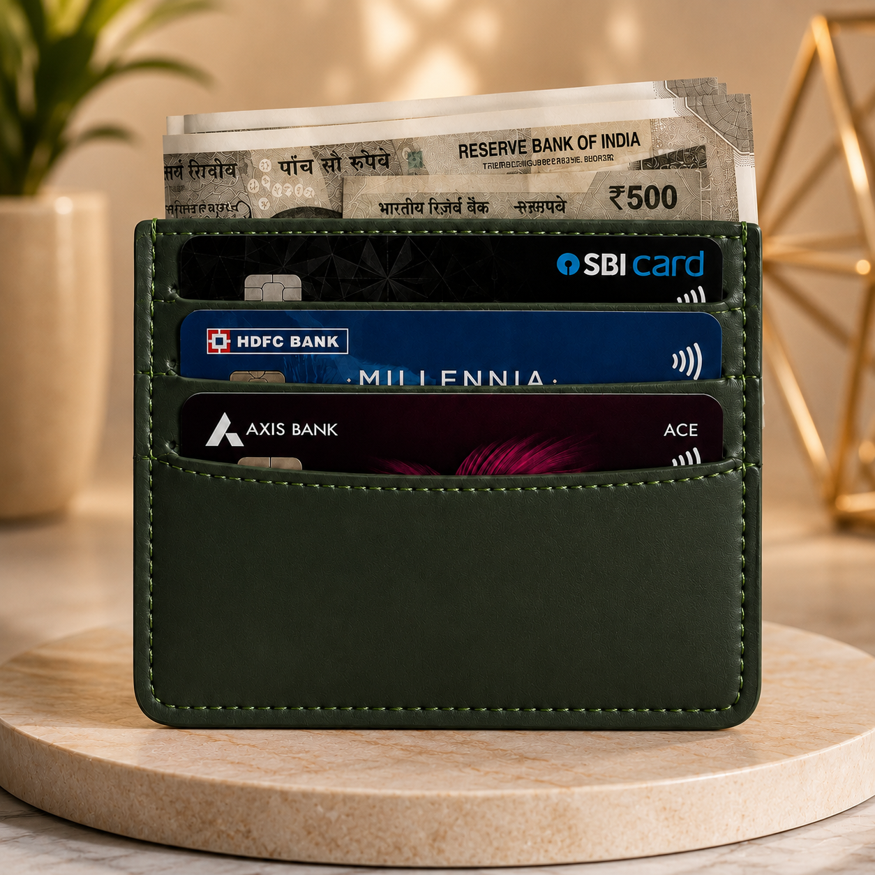 Genuine Leather Slim Card Wallet for Men & Women