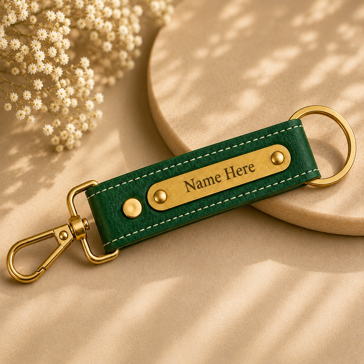 Personalized Nexon Leather Keychain with Name Engraving