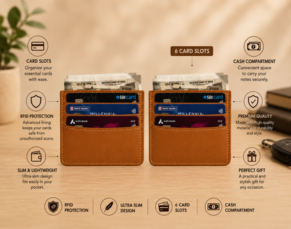 Genuine Leather Slim Card Wallet for Men & Women