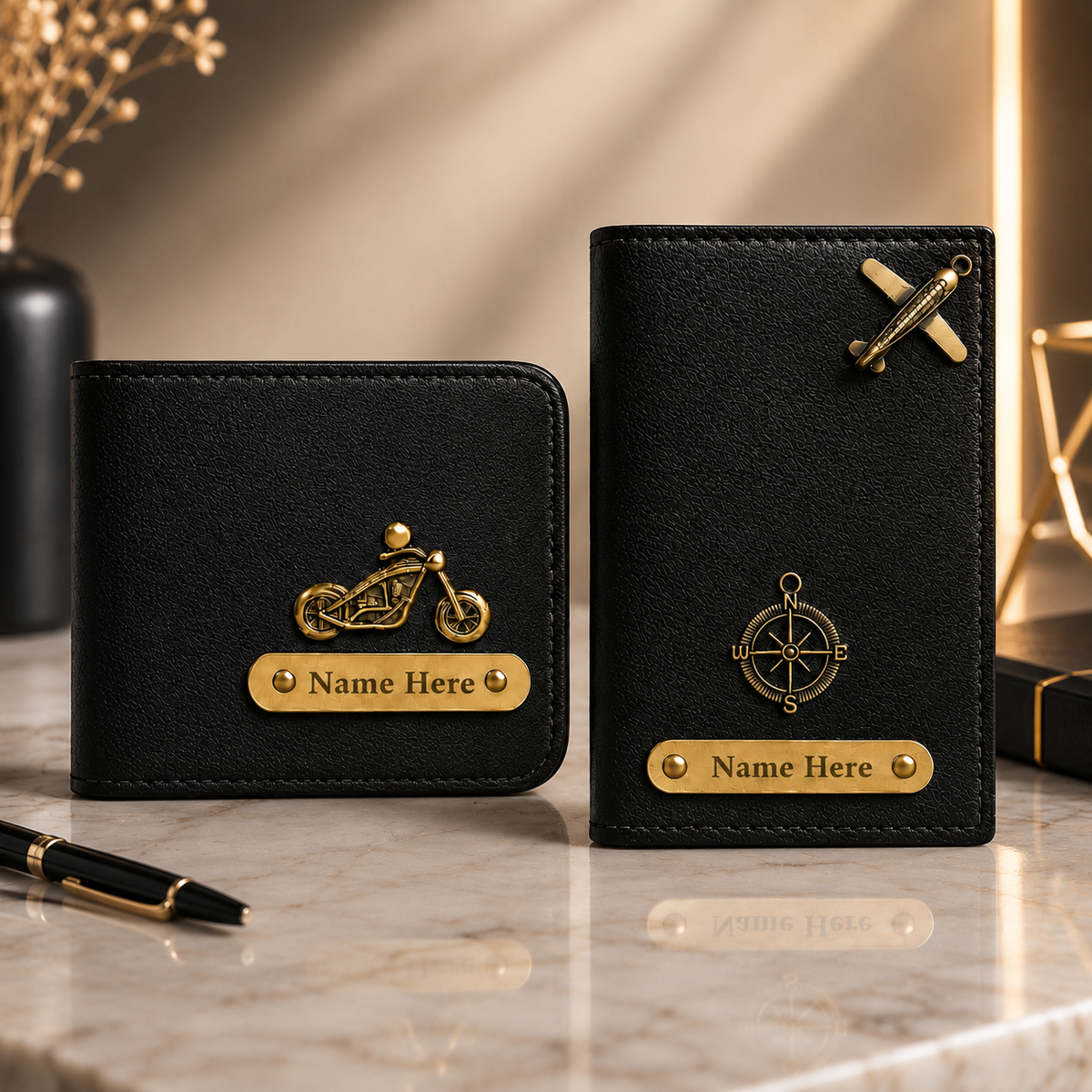 Premium Personalized Wallet & Passport Cover Set for Men