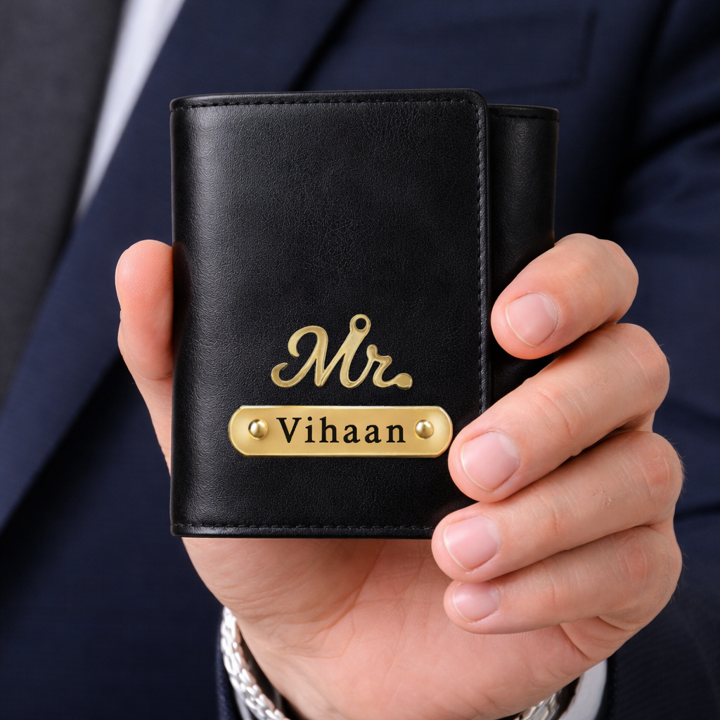 Personalized Men's Trifold Leather Wallet
